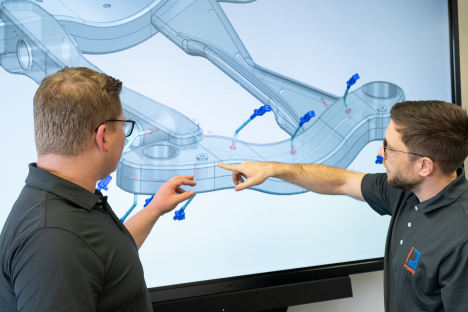 Consulting on nozzle positioning within a component